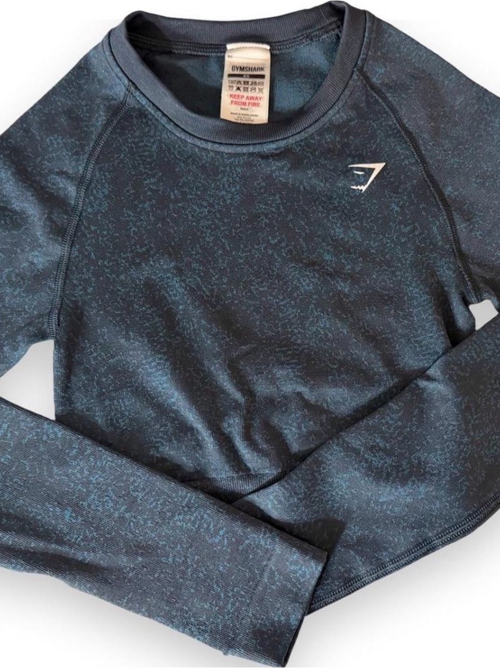 Gymshark Adapt Fleck Seamless Long Sleeve Top - Dark Teal/Functional Teal